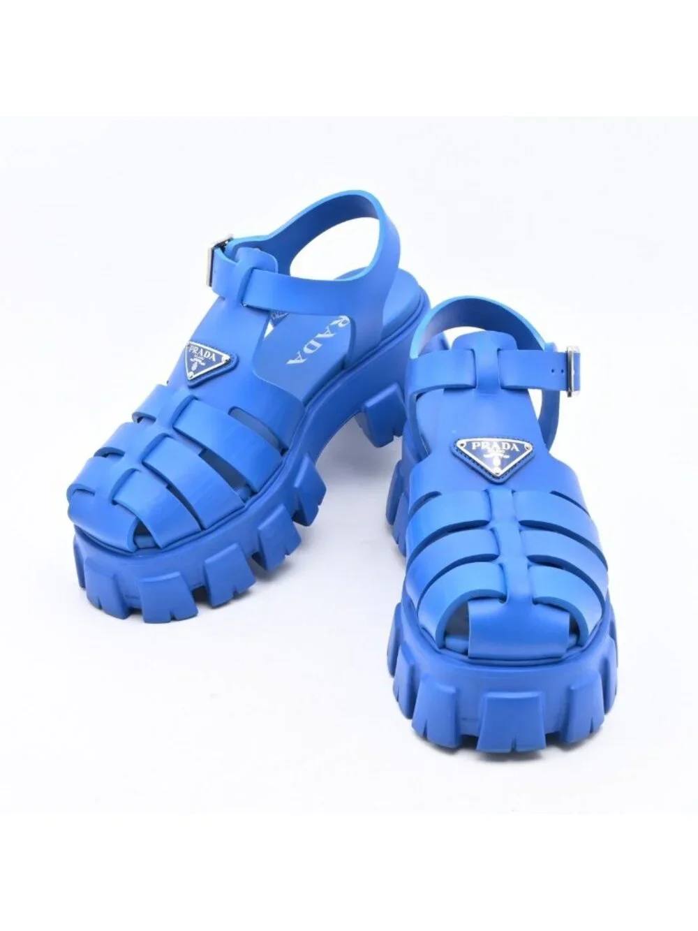 Prada Sandals Monolith Rubber Blue Platform 5